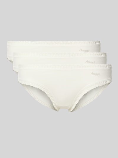 Sloggi Figi z koronką szydełkową w zestawie 3 szt. model ‘GO Crush’ Złamany biały 1