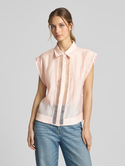 Copenhagen Muse Blouse met kapmouwen en blinde knoopsluiting, model 'MOLLY' Lichtroze - 4