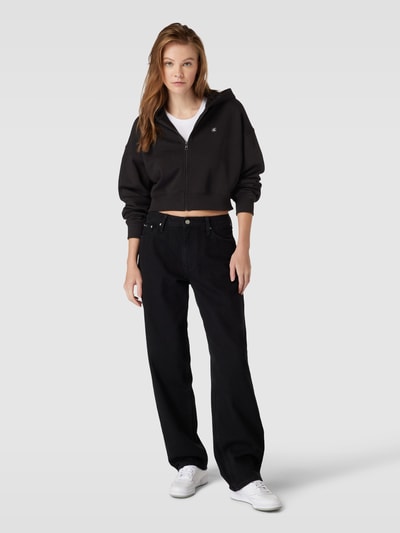 Calvin Klein Jeans Cropped Sweatjacke mit Label-Patch Modell 'EMBRO' Black 1