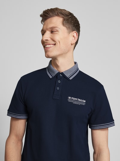 Tom Tailor Koszulka polo o kroju regular fit z nadrukiem z logo Granatowy 3