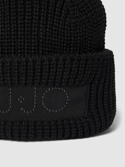 Liu Jo White Beanie mit Label-Applikation Black 2