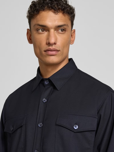 CRUNA Regular fit overhemdjack met borstzakken, model 'Osaka' Marineblauw - 3