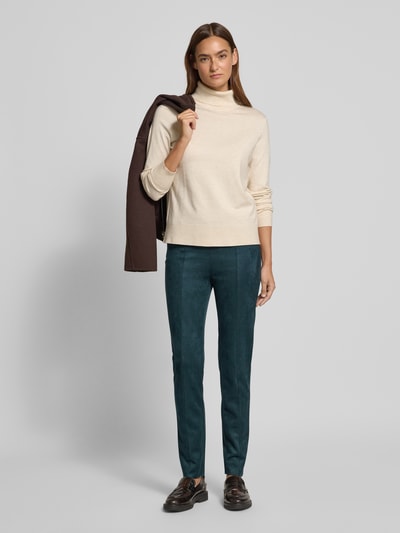 Christian Berg Woman Skinny Fit Stoffhose mit Ziernähten Dunkelgruen 1