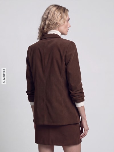PIECES Taillierter Kurzblazer mit 3/4-Arm Modell 'BOSELLA' Mittelbraun 5