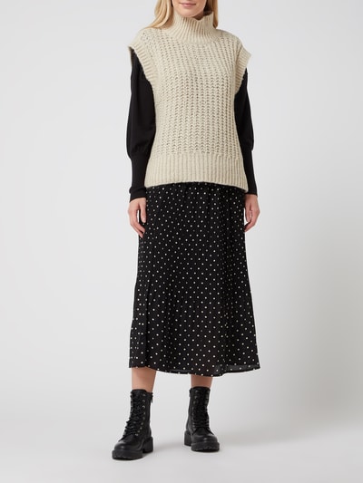 MSCH Copenhagen Midirok met stippenmotief, model 'Laurine'  Zwart - 1