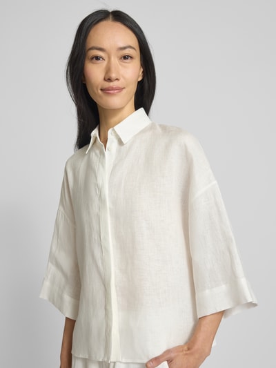 MM Relaxed fit linnen blouse met overhemdkraag, model 'MIRANO' Offwhite - 3
