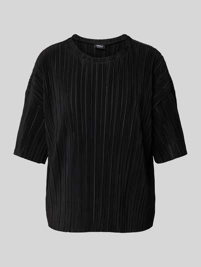 Only Boxy fit T-shirt met plissés, model 'RAVENNA' Zwart - 2