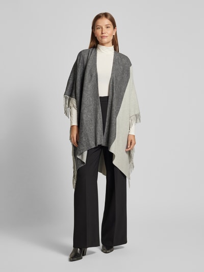 WHITE LABEL Poncho met franjes Zilver - 4