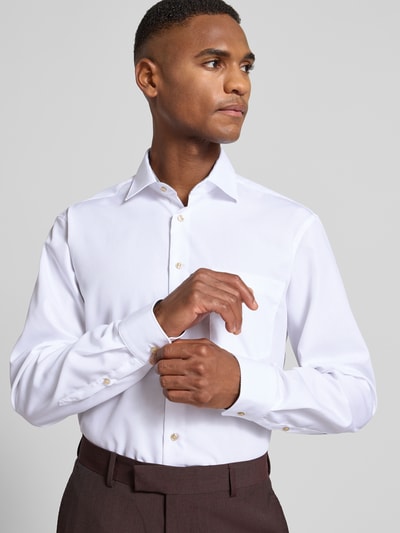 SEIDENSTICKER REGULAR FIT Koszula biznesowa o kroju regular fit z bawełny z kołnierzykiem typu kent Biały 3