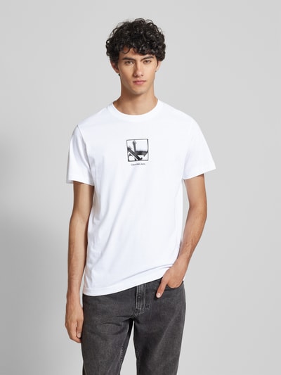 Calvin Klein Jeans T-shirt z nadrukiem z logo model ‘GRID BOX’ Biały 4