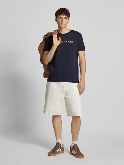 Alpha Industries T-Shirt mit Label-Print Dunkelblau 1