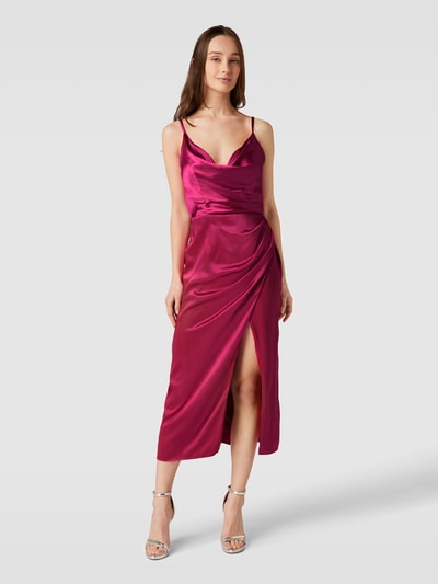 Luxuar Cocktailkleid mit Wasserfallausschnitt Pink 4