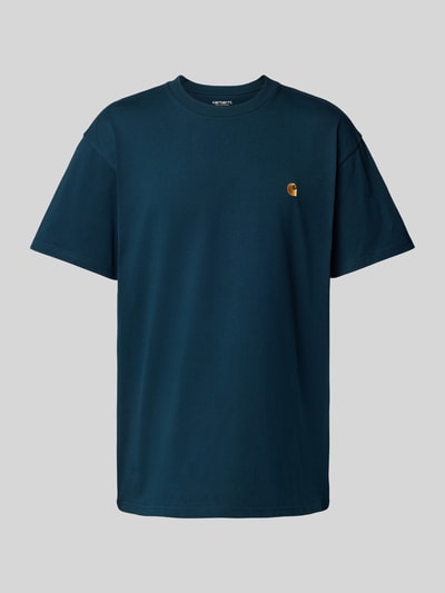 Carhartt Work In Progress T-shirt met logostitching, model 'CHASE' Petrol - 2