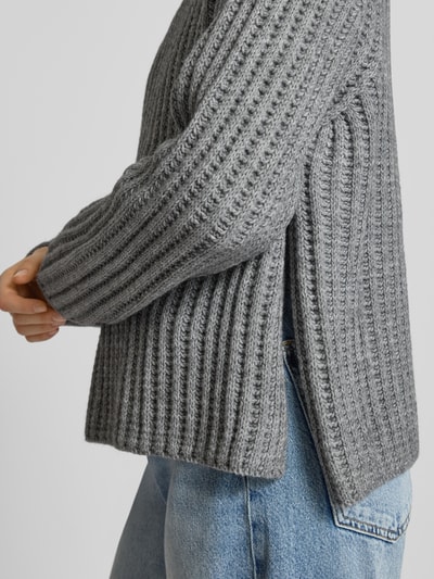 Drykorn Gebreide pullover met opstaande kraag, model 'VARISA' Middengrijs gemêleerd - 3