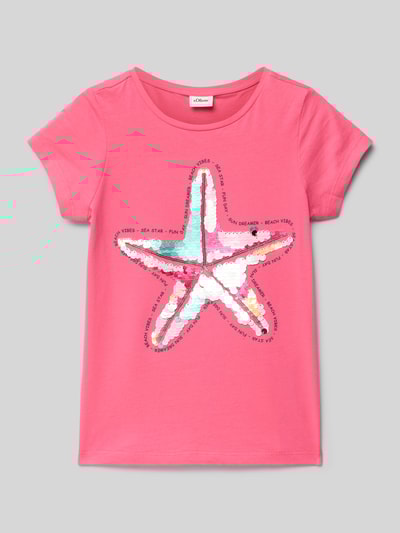 s.Oliver RED LABEL Regular Fit T-Shirt mit interaktivem Design Pink 1