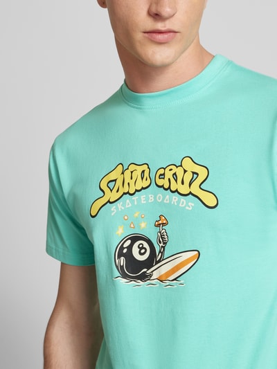 SANTA CRUZ T-shirt met labelprint, model 'WINKOWSKI' Turquoise - 3