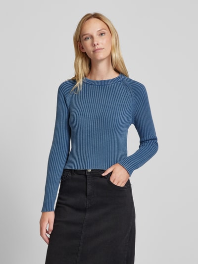 Vero Moda Sweter z dzianiny o kroju regular fit z efektem sprania model ‘REAL’ Jasnoniebieski 4