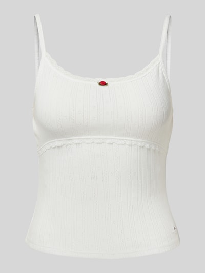 Tommy Jeans Top in Strick-Optik Modell 'POINTELLE' Ecru 2