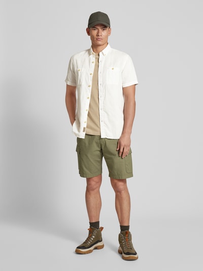 camel active Freizeithemd aus Leinen-Baumwoll-Mix mit Button-Down-Kragen Offwhite 1