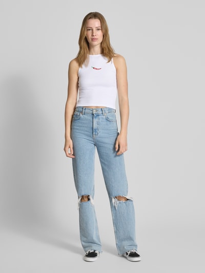 Review Top z wyhaftowanymi motywami Biały 1