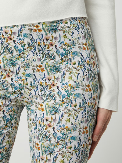 Raffaello Rossi Korte comfortbroek met bloemenmotief, model 'Penny' Oceaanblauw - 3