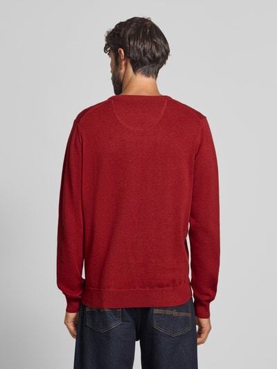 Fynch-Hatton Sweter z dzianiny z detalem z logo Ciemnoczerwony 5