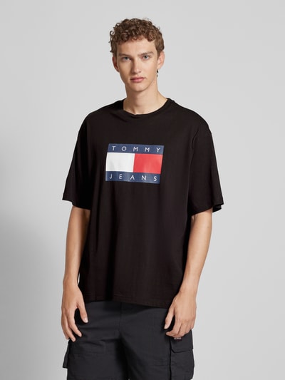 Tommy Jeans T-shirt met labelprint, model 'SKATE' Zwart - 4