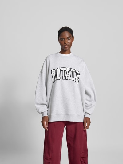 ROTATE Oversized Sweatshirt mit Logo-Stitching Hellgrau Melange 4