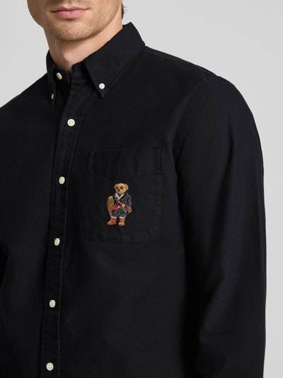 Polo Ralph Lauren Custom Fit Freizeithemd mit Motiv-Stitching Black 3