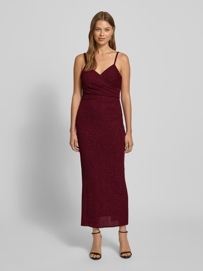 TROYDEN COLLECTION Avondjurk met V-hals en plooien Bordeaux - 4