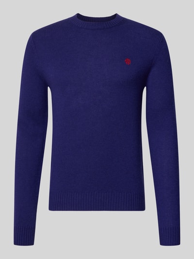 Produktfoto, Slim Fit Strickpullover aus reiner Wolle mit Label-Stitching van MCNEAL, Heren, zuiver wol, slim fit, labelstitching, ribboorden, ruglengte maat M 66 cm, mouwlengte maat M 69 cm