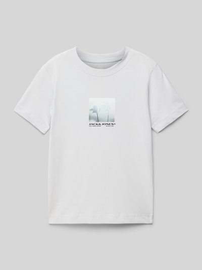 Jack & Jones T-shirt met labelprint, model 'CALMA' Lichtgrijs - 1