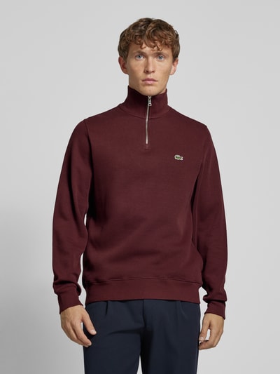 Lacoste Strickpullover mit Stehkragen Bordeaux 4