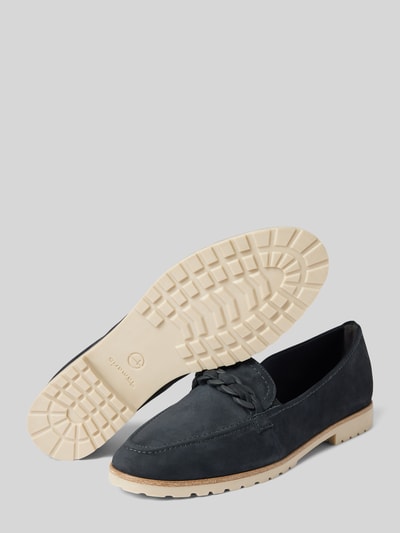 Tamaris Loafers van leer in effen design Marineblauw - 4