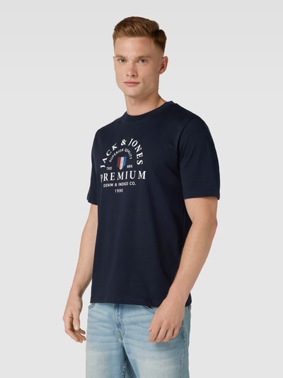 JACK & JONES Premium T-Shirt mit Label-Print Modell 'WILL' Marine 4
