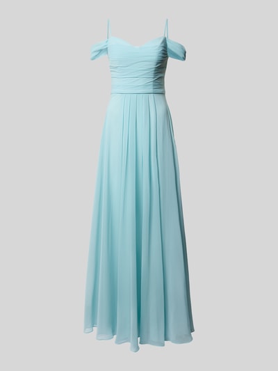 Mascara Abendkleid mit Carmen-Ausschnitt und Gehschlitz Mint 2