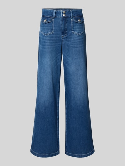 Produktfoto, Flared Jeans mit Pattentaschen Modell 'Colette Nagato' von MOS MOSH, blau, Baumwoll-Elasthan-Mix, strukturierte Oberfläche