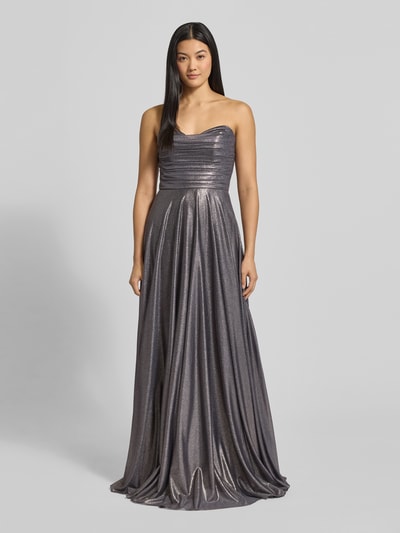 Jake*s Cocktail Regular fit avondjurk in strapless design  Middengrijs gemêleerd - 4