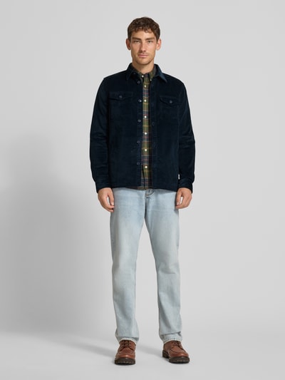 Barbour Regular fit ribcordoverhemd van katoenmix Marineblauw - 1