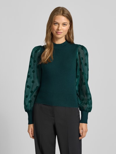 YAS Strickpullover mit gerippten Abschlüssen Modell 'DOTME' Dunkelgruen 4