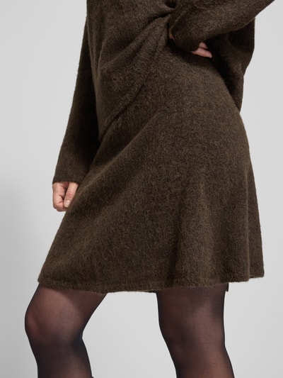 Selected Femme Minirok van wolmix met alpaca, model 'LULU' Donkerbruin - 3