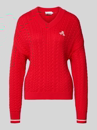 Armedangels Loose fit gebreide pullover van puur biologisch katoen, model 'CAARLOA CABLE' Lichtrood - 2