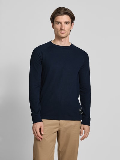 Tom Tailor Denim Regular fit shirt met lange mouwen en wafelstructuur Donkerblauw - 4