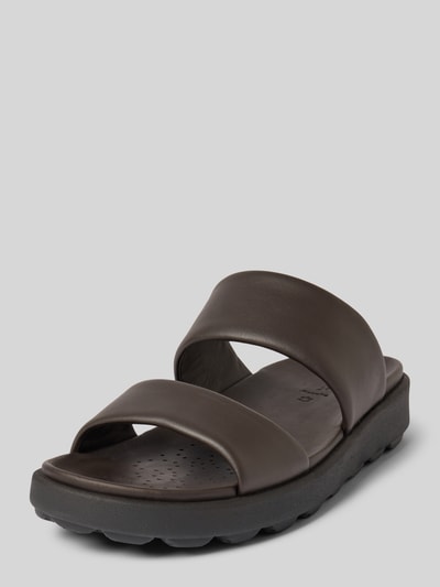 Geox Slippers van leer met profielzool Donkerbruin - 1