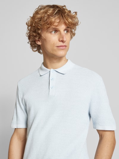 Jack & Jones Regular Fit Poloshirt mit Label-Stitching Modell 'GEORGE' Hellblau Melange 3