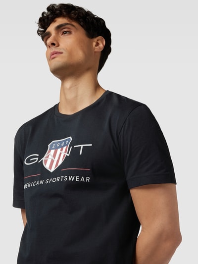 Gant T-shirt met labelprint, model 'ARCHIVE SHIELD' Zwart - 3