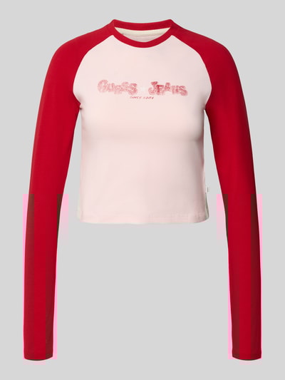 Guess Jeans Bluzka krótka z długim, raglanowym rękawem Czerwony 2