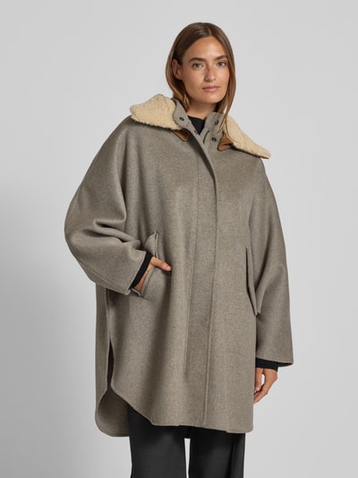Blonde No. 8 Wollmantel mit Kunstfellbesatz Hellgrau Melange 4