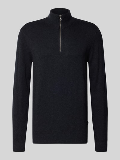 Blend Troyer aus Baumwoll-Mix in Strick-Optik Black 2