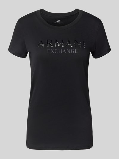 ARMANI EXCHANGE T-Shirt mit Ziersteinbesatz und Rundhalsausschnitt Black 2